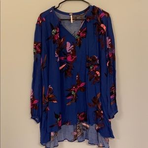 Free People Tunic- blue floral print